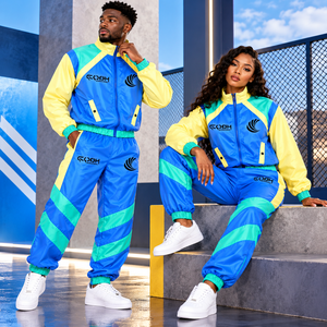 ชุดวอร์มแบบ unisex สีสันตัดกัน เสื้อแจ็คเก็ตสปอร์ต กางเกงขายาว ซิปยาว ระบายอากาศได้ดี ผลิตจากโพลีเอสเตอร์ เหมาะสำหรับผู้ใหญ่ ใส่ได้ในช่วงฤดูใบไม้ผลิ - Product Image 3
