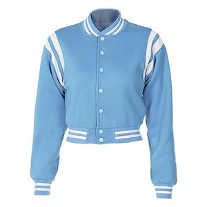 Women Cropped Varsity <b>Jacket</b> Retro Baseball <b>Jacket</b> Bomber Coat Streetwear Trendy Stylish <b>Short</b> Outerwear - Product Image 1