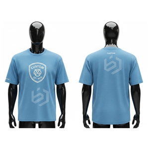 T-shirt surdimensionné personnalisé pour homme, manches courtes, col rond, motif imprimé lettres, style streetwear décontracté, bleu foncé, 100 % coton jersey - Product Image 4