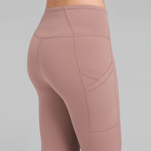 Leggings taille haute à coutures, longueur intégrale, vert uni, style sportif, extensibles, respirants, antibactériens, avec poches, en Spandex/Nylon pour femme - Product Image 4