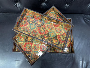 Vibrantes bandejas de servir geométricas con diseño de mandala, juego de 3 bandejas de madera para decoración de mesa, regalo - Product Image 3