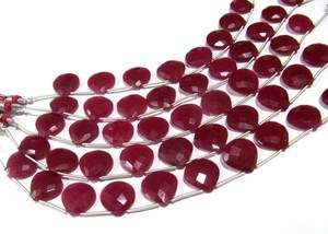 Perles facettées en forme de cœur en rubis, taille 14-15 mm, vendues par brin de 7 pouces de long, pour la création de bijoux, perles teintées - Product Image 2