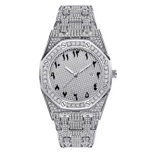 Reloj de Lujo para Hombre con Números Arábigos, Estilo Hip Hop, Caja de Acero Inoxidable, Movimiento de Cuarzo de 40 mm, Diamantes Brillantes, S1180 - Product Image 2