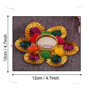 Wholesale Indian Pompom Flower Metal Candle Holder for Decoration <b>Tea</b> <b>Light</b> Floor Standing Diwali <b>Christmas</b> Candles Holder Decor - Product Image 5