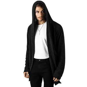Cardigan à capuche en tricot uni pour homme, manches longues, décontracté, ouvert sur le devant, pull d'automne - Product Image 6