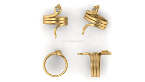 Original 925 Silver Gold Plated Trendy Fashion Women's Engagement Three Stone Pave Custom Iced Snake Serpent Reptile Fine <b>Rings</b> - Product Image 5