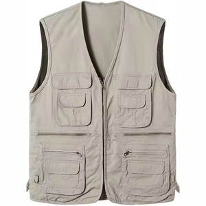 Gilet de travail personnalisé pour homme, respirant, écologique, à séchage rapide, en toile, pour ouvriers du bâtiment, avec plusieurs poches (5 dimensions) - Product Image 2