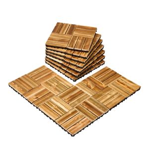 Set di 10 Piastrelle Incastrabili 30x30cm, Pavimentazione in Legno di Pino Canforato Impermeabile per Tutte le Condizioni Atmosferiche, Pavimento per Patio - Modello Fai-da-Te - Product Image 1