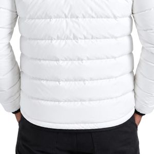 Blouson matelassé blanc pour homme avec capuche, veste d'hiver chaude décontractée à fermeture éclair sur le devant - Product Image 6