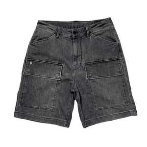 Shorts en jean décontractés coupe droite personnalisés pour hommes, coupe-vent, écologiques, style urbain, 100 % coton, couleur unie, en promotion - Product Image 1