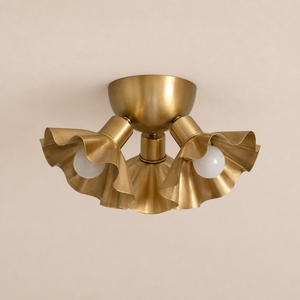 Lámpara de Techo Redonda de Latón con 3 Luces y Pantallas de Volantes para Oficina en Casa Estilo Moderno de Mediados de Siglo, Accesorio Decorativo - Product Image 4
