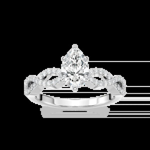 Bague de fiançailles avec diamant taille poire d'un carat, pierres latérales, or rose, or blanc, or jaune, bijoux élégants et intemporels pour femmes - Product Image 3