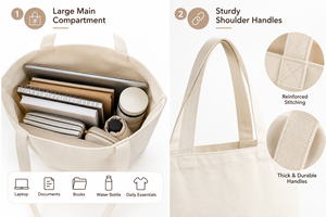 Bolsa de Lona de Color Natural, Personalizable, para Llevar al Hombro, Bolsa de Compras Promocional - Product Image 6