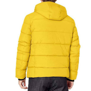 Men's <b>Yellow</b> Hooded <b>Puffer</b> <b>Jacket</b> Windproof Winter Casual Outerwear Polyester Wadding Zipper Closure Regular Fit - Product Image 5
