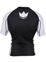 Rashguard Kingz Professionnel BJJ Blanc et Noir pour Hommes et Femmes, Manches Courtes, Classement 2026