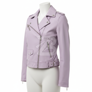<b>Women</b> Genuine Leather Moto <b>Jacket</b> Custom Logo OEM ODM Wholesale Minimalist Biker Outerwear <b>Women's</b> <b>Jackets</b> - Product Image 3