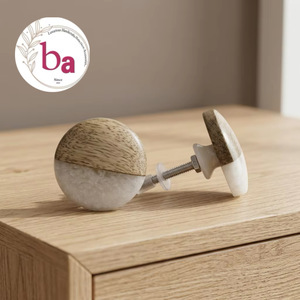 Ba Wood and Resin Eco-Friendly Multi-Function Round Drawer Knob for Home Office Modern Design Easy Installation - Product Image 1