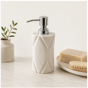 Modern Luxury Handcrafted Natural <b>White</b> Marble Soap Dispenser with Stainless Steel Pump Lotion Bottle for 5-Star Hotel <b>Bathroom</b> - Product Image 2