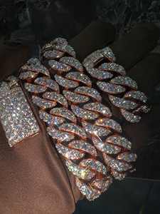 Conjunto de Reloj y Pulsera de Eslabones Cubanos Iced Out, Oro Rosa, Moissanita VVS, Tendencia, Superventas, Estilo Hip Hop, Lujo y Elegancia - Product Image 6