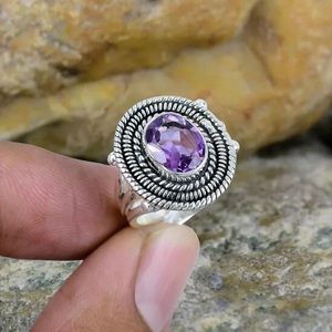 Bague artisanale en argent sterling 925 avec améthyste lavande, bijou bohème en cristal naturel, pierre de naissance de février - Product Image 4