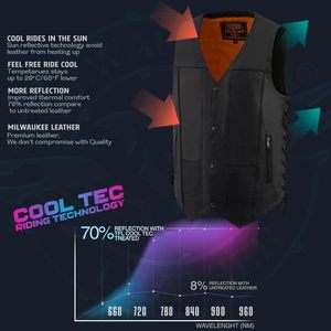 Chaleco de Motociclista de Cuero Premium Negro Roulette MLM3541 para Hombre, 10 Bolsillos, Tecnología Cool-Tec, Ropa de Carreras de Autos, 2025 - Product Image 6