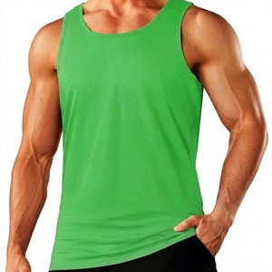 New Design Men <b>Green</b> Sleeveless <b>Tank</b> <b>Top</b> O-Neck Breathable Quick Dry Solid Color Casual Fitness Knitted Polyester High Quality - Product Image 3