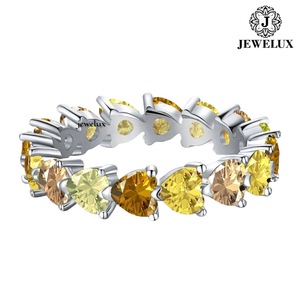 Jewelux Women's 925 Silver Pink <b>Crystal</b> Eternity Band <b>Ring</b> Pear Cut Prong Setting Romantic Style Rhodium Plated From India - Product Image 2