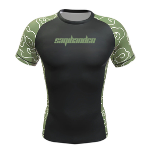 เสื้อรัดรูปสำหรับผู้ชาย MMA ลายชนเผ่าสีดำขาว แห้งเร็ว ผลิตจากโพลีเอสเตอร์ - Product Image 5