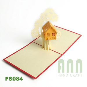 ANN HANDICRAFT Cartes de vœux 3D Pop personnalisées faites à la main 'Maison Arbre Amitié' Carte de remerciement en forme de boîte en papier découpé - Product Image 3