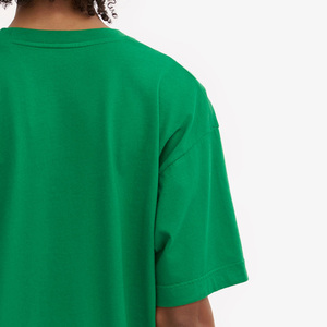 T-shirt décontracté pour femme, col rond, manches courtes, vert uni, 100% coton biologique, coupe classique, respirant, écologique, avec logo - Product Image 2