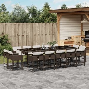 Juego de 14 Muebles de Jardín para Patio en Color Crema Blanco y Marrón - Product Image 1