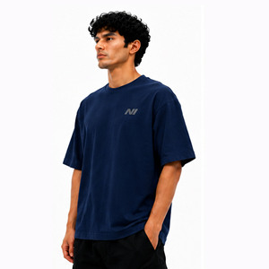 Camiseta de Hombre Azul Marino 100% Algodón, Diseño Personalizado OEM/ODM, Manga Corta, Cuello Redondo, Corte Holgado, Estilo Casual, con Logotipo Impreso en la Parte Delantera - Product Image 4