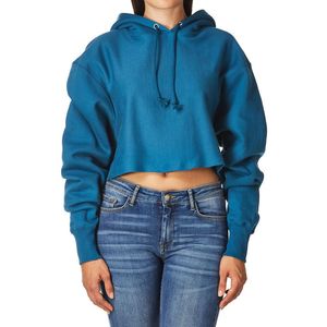 Sudadera Corta con Capucha para Mujer, Manga Larga, Color Sólido, Tejido de Rizo, Algodón, Logotipo Frontal, Ropa de Verano - Product Image 6