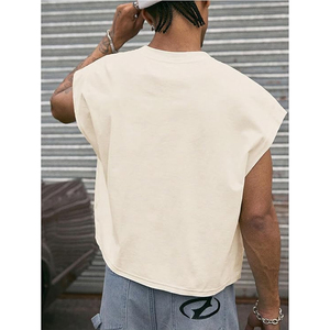Camiseta sin mangas para hombre con estampado de OVNI, estilo urbano, cuello redondo, jersey de algodón, corte regular - Product Image 5
