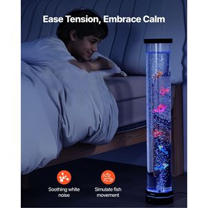 Tube à bulles sensoriel lumineux de 80 cm avec 6 poissons flottants et 16 effets de couleur, télécommande, lampe à bulles sensorielle pour aquarium - Product Image 2