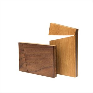 Wood Business Card Stand <b>Creative</b> With Hole Pen Holder Home Office Pad Holder Customizable Solid Wood Desktop Card Display Stand - Product Image 3