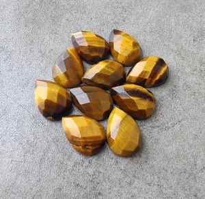 Pierre précieuse naturelle œil de tigre, forme poire, taille chevron, goutte d'eau, calibrée, pour bijoux - Product Image 6