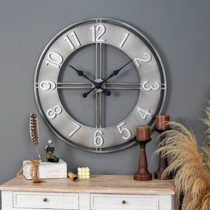 Round Metal <b>Wall</b> <b>Clock</b> Analog Quartz Silent <b>Oversized</b> Industrial Style for Living Room Bedroom Decor At Cheap Price - Product Image 4
