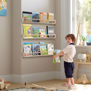 Estante de <span class=keywords><strong>Pared</strong></span> de Madera con Borde Natural para Cuarto <span class=keywords><strong>Infantil</strong></span>, Estantes Flotantes de Madera con Diseño de Cuentas para Habitaciones Infantiles - Product Image 4