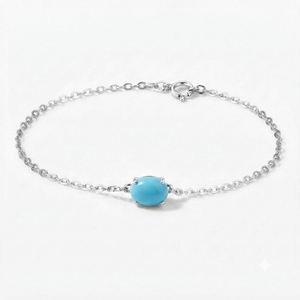 Pulsera de Plata de Ley Rhodia Rhaya Jewels con Eslabones Geométricos de Turquesa y Engaste de Puntas para Mujer - Product Image 1