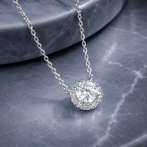 Collar con Colgante de Diamante Cultivado en Laboratorio con Corte Brillante Redondo, Plata de Ley S925, Claridad EF, 13 Piedras, Regalo para Mujer - Product Image 1