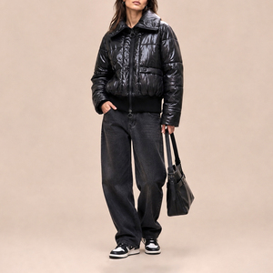 Manteau d'hiver matelassé pour femme, coupe-vent, résistant à l'eau, col montant, veste rembourrée OEM/ODM - Product Image 2