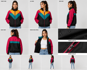 เสื้อแจ็คเก็ตผู้ชายแบบมีซิป คอตั้ง ทรงสปอร์ต กันลม ลายบล็อกสี  ผ้าโพลีเอสเตอร์ เหมาะสำหรับใส่ในฤดูใบไม้ร่วง - Product Image 3