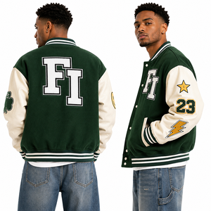 Chaqueta Varsity Corta Personalizada para Hombre, con Cierre, Estilo Casual Otoñal, Bordada, con Parche de Ganchillo, Chaqueta Moderna - Product Image 5