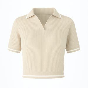 เสื้อโปโลผู้หญิงแฟชั่น แขนสั้น แต่งขอบตัดกัน ทรงเข้ารูป สวมใส่สบาย สำหรับฤดูใบไม้ผลิและฤดูร้อน ขายส่ง - Product Image 1