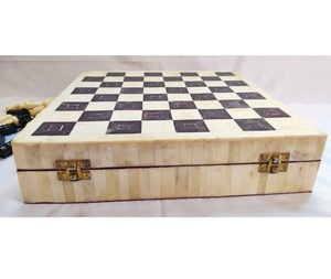 Modern Luxury Square Animal-<b>Themed</b> Handmade Carved Bone Inlay <b>Chess</b> <b>Set</b> Portable Home & Wedding Decor Gift - Product Image 1