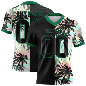 Maillot de football américain personnalisé sublimé, col en V, motif trèfle, nom et numéro de l'équipe, maillot de football américain - Product Image 4