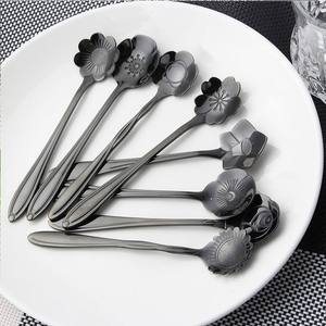 Wholesale Gold Plated Flower Shape Tea <b>Spoon</b> Stainless Steel <b>Coffee</b> Stirring <b>Spoon</b> Dessert Cake Tableware - Product Image 2
