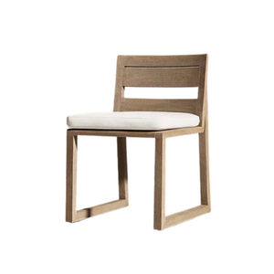 Chaise de jardin en teck avec coussin, siège d'extérieur en bois massif, chaise de salle à manger pour parc, villa, hôtel - Product Image 4