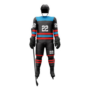 Men Ice Hockey Uniforms Black Red <b>Flame</b> Design 88 Number Sublimated Jersey Full Sleeve V-Neck Fitted Winter Sport Apparel - Product Image 3